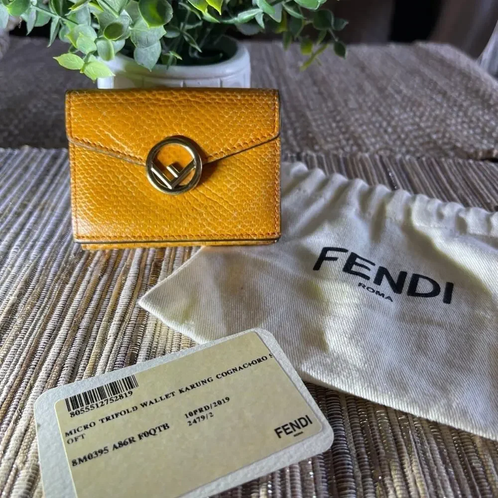 Fendi micro tri-fold Wallet karung snakeskin cognac w/dustbag *RARE